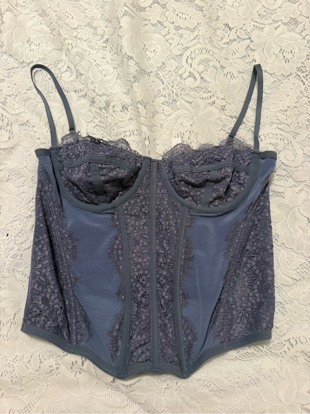 Urban Outfitters Slate Blue Lace Bustier Corset